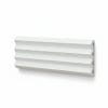 Two white architectural moldings side by side: one with a scalloped design and the other featuring parallel grooves. Its Called EPS Plain Cornice 6mmx140mmx2m