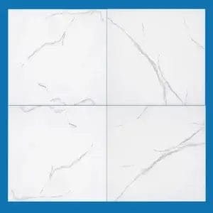Carrara White Floor Tiles - Glossy Polished - Porcelain - 600X600mm - A Grade (86009)
