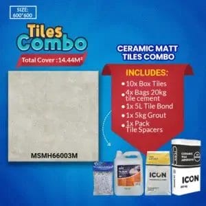 Grey Tiles Combo - Ceramic Matt - 600×600mm | A-Grade | MSMH66003M