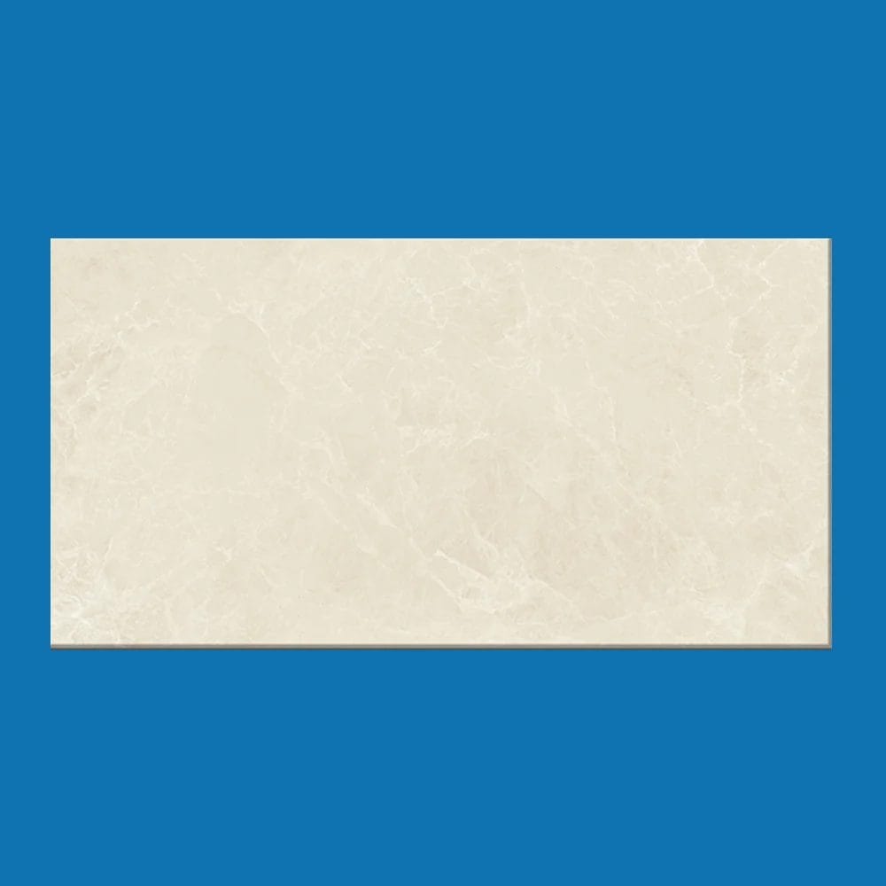 Light beige marble tile with subtle veining, rectangular shape, and a polished surface, ideal for elegant interior design. Its Called Ceramic Polished Wall Tiles