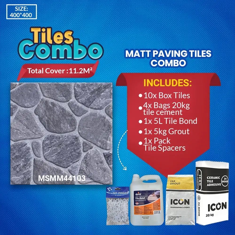 Matt Floor Tile Grey Combo-Ceramic-400x400mm