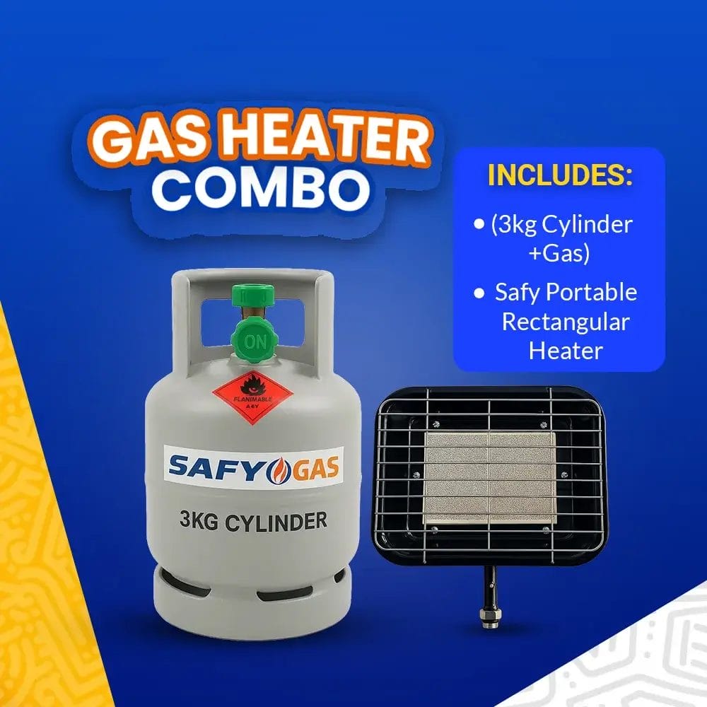 Portable Gas Heater – 3KG Cylinder + Gas + Safy Rectangular Heater
