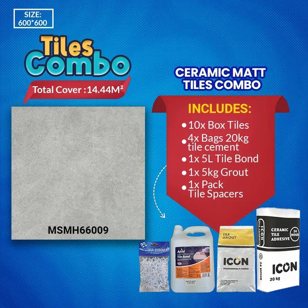 Matt Grey Tile Combo-Ceramic-600x600mm