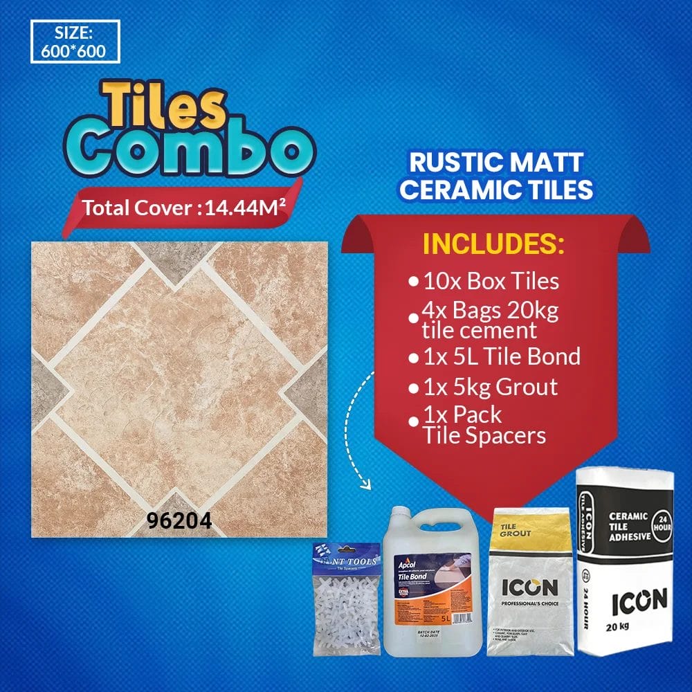 Elegance Rustique Tiles Combo - Matt Porcelain - 600X600mm | A-Grade | 96204