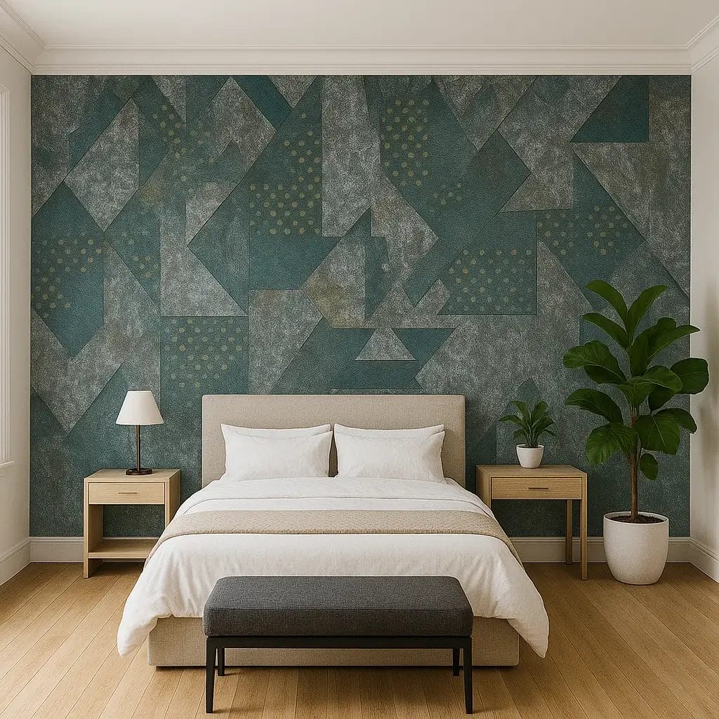 PVC Wallpaper – Modern Blue & Silver