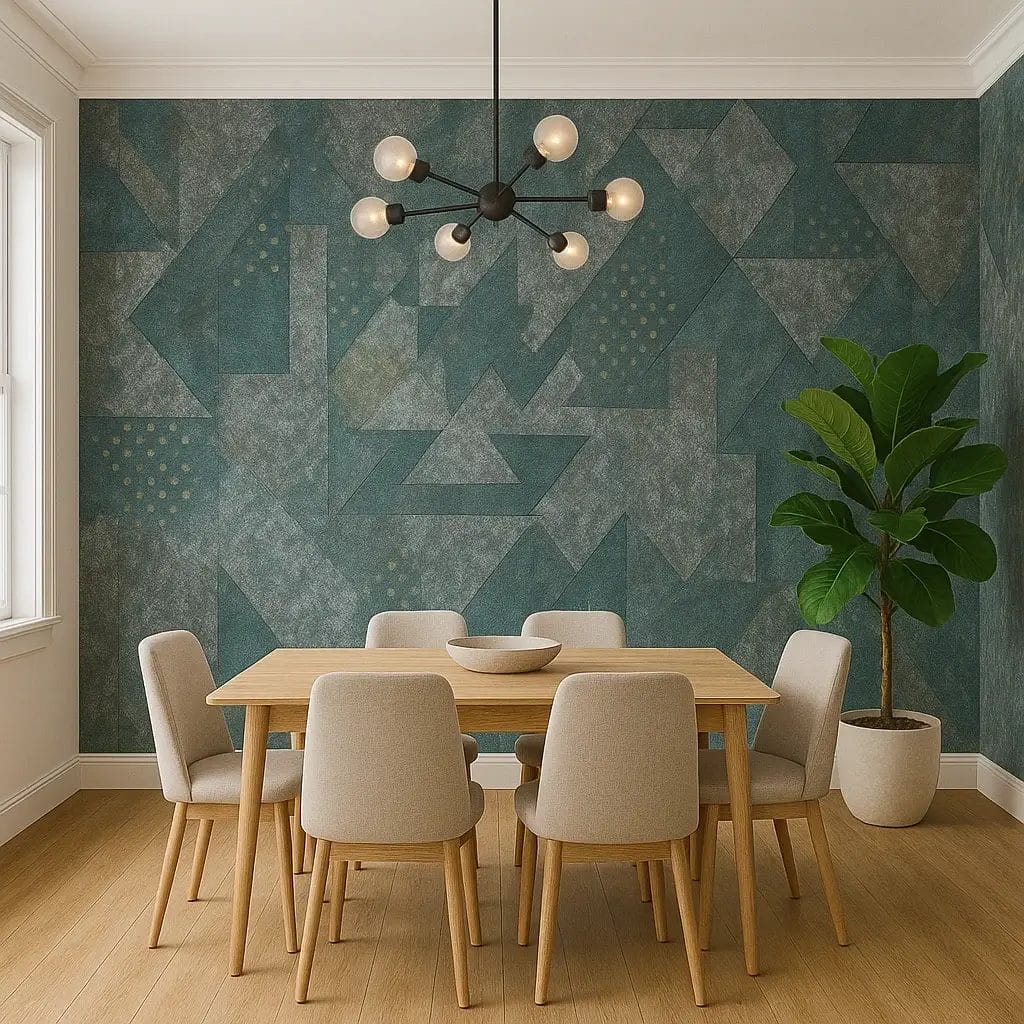 PVC Wallpaper – Modern Blue & Silver