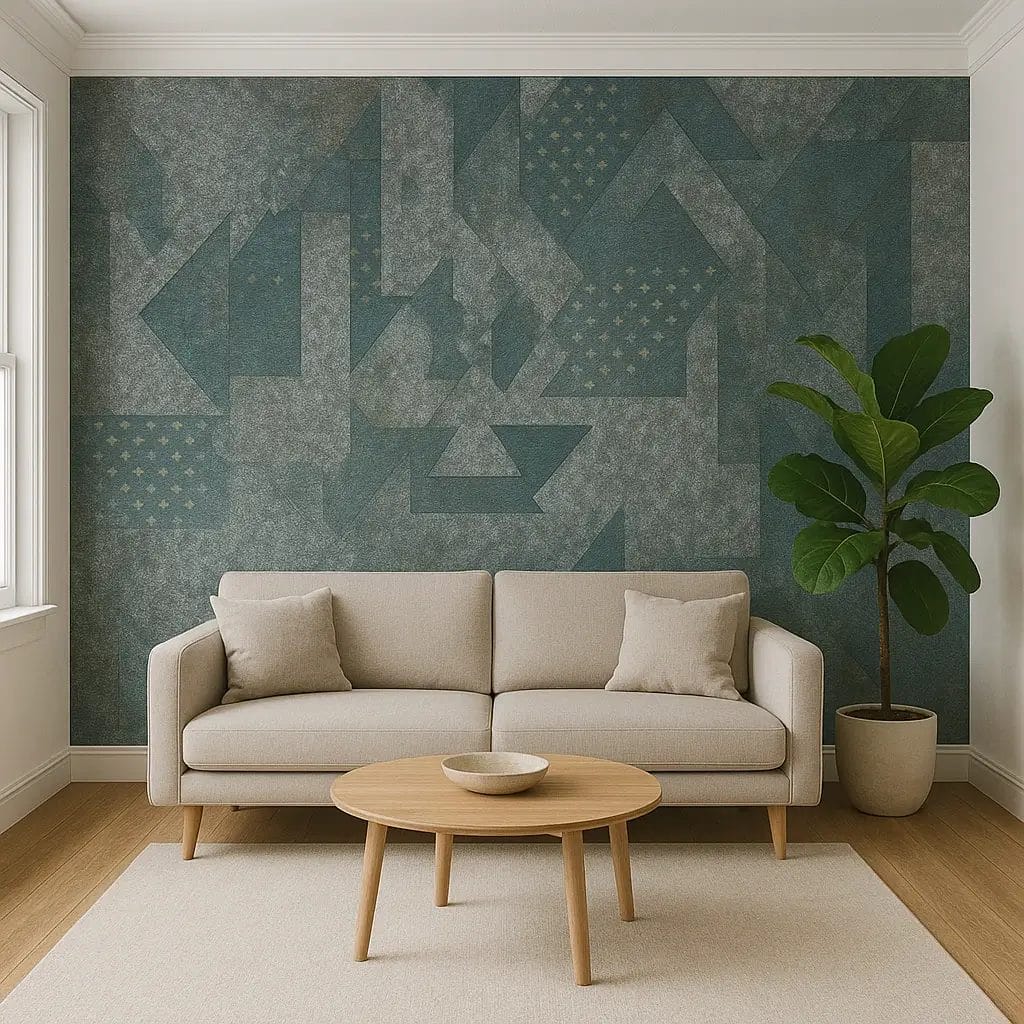 PVC Wallpaper – Modern Blue & Silver