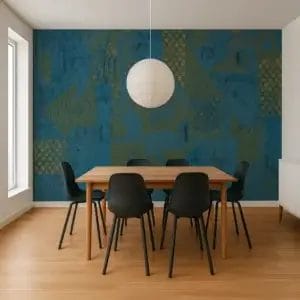 PVC Wallpaper – Elegant Blue & Gold