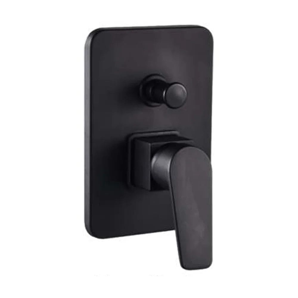 Matte Black Wall-Mounted Shower Mixer Diverter