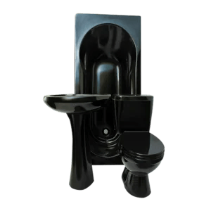 Black Ceramic Bathroom Set – 7-Piece