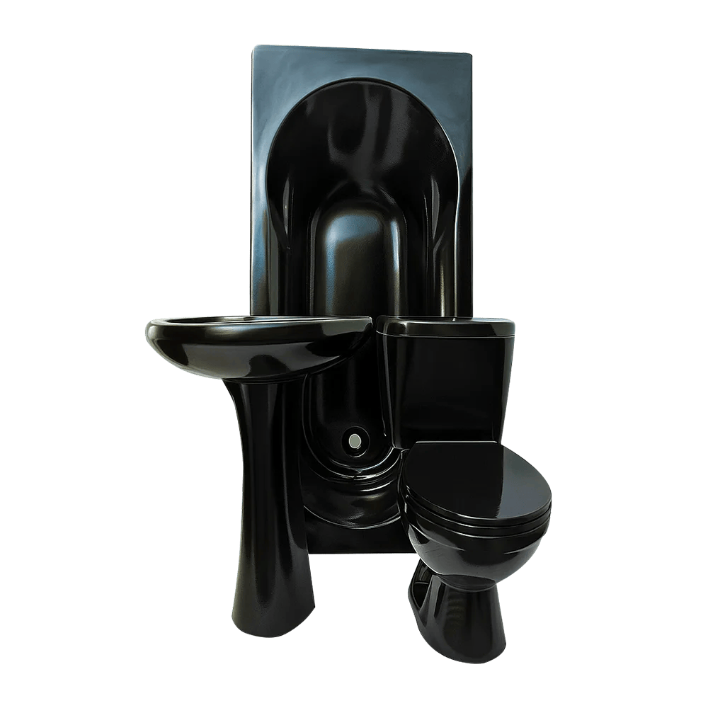Black Ceramic Bathroom Set – 7-Piece