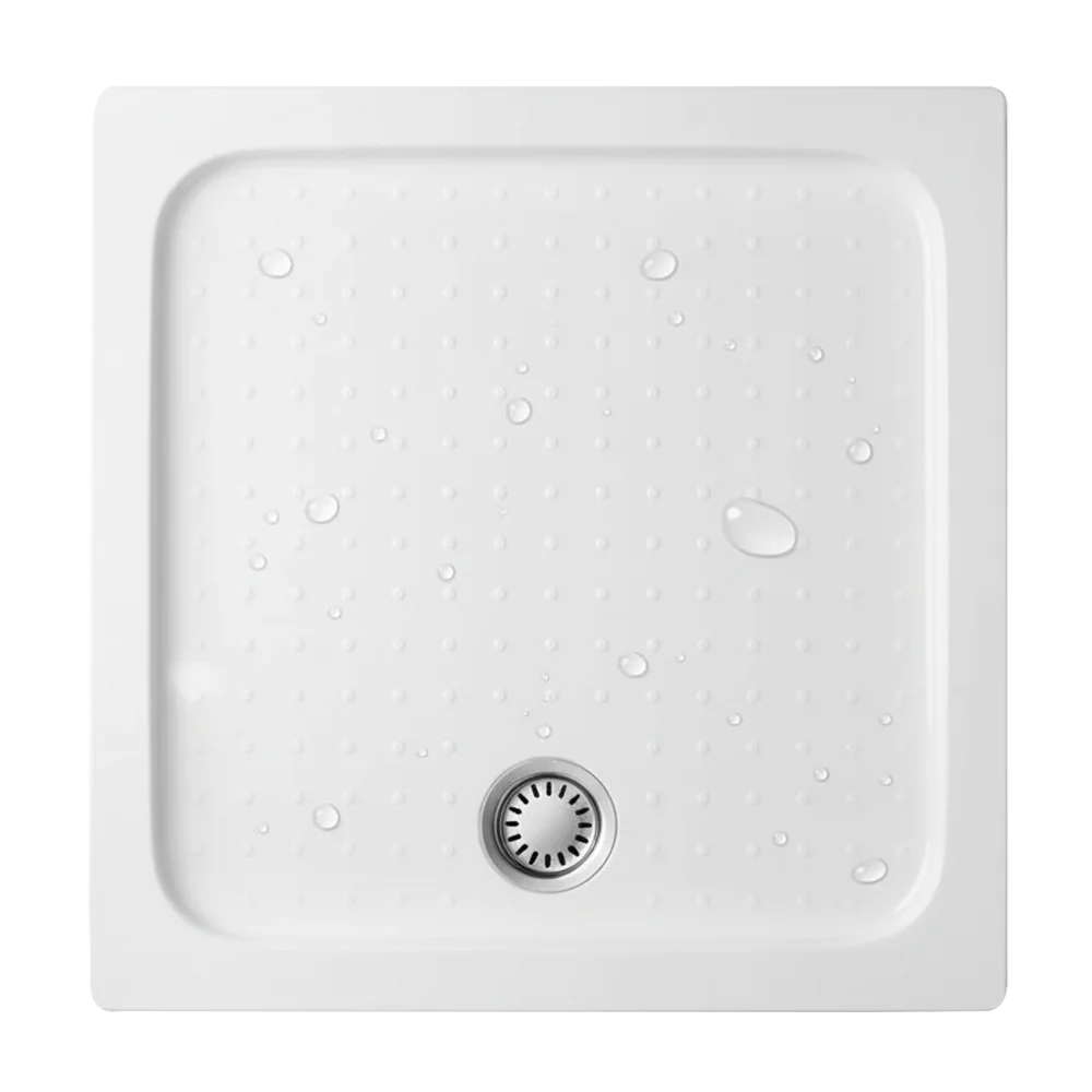 White Square Textured Shower Tray