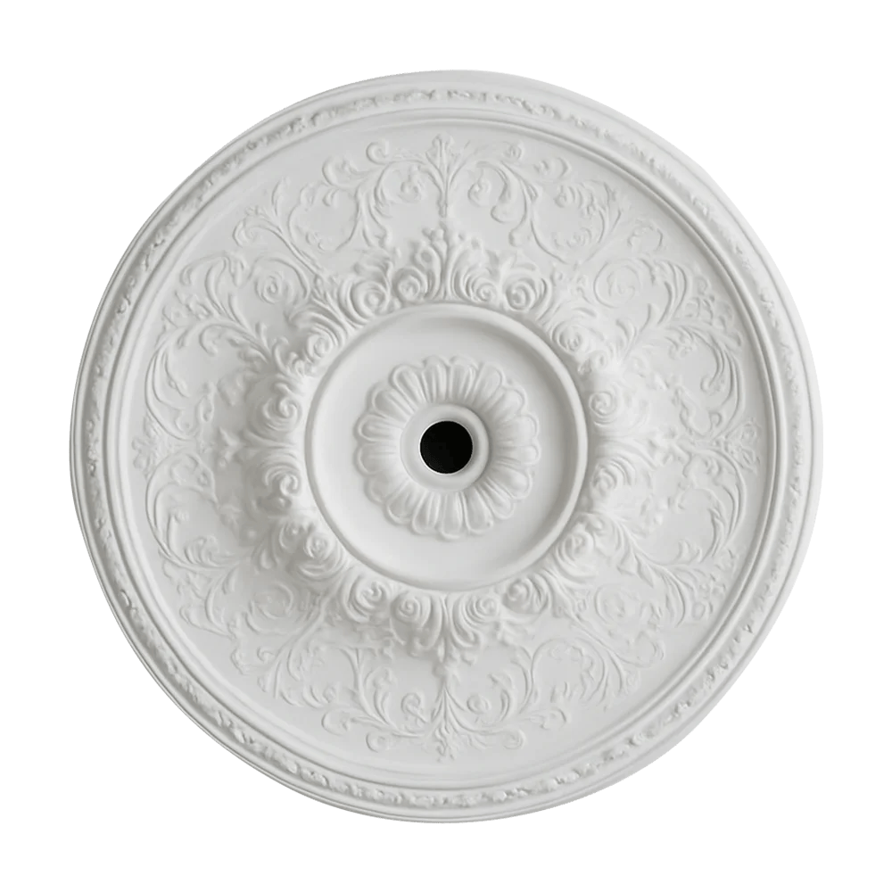 White Ornate Round Ceiling Medallion