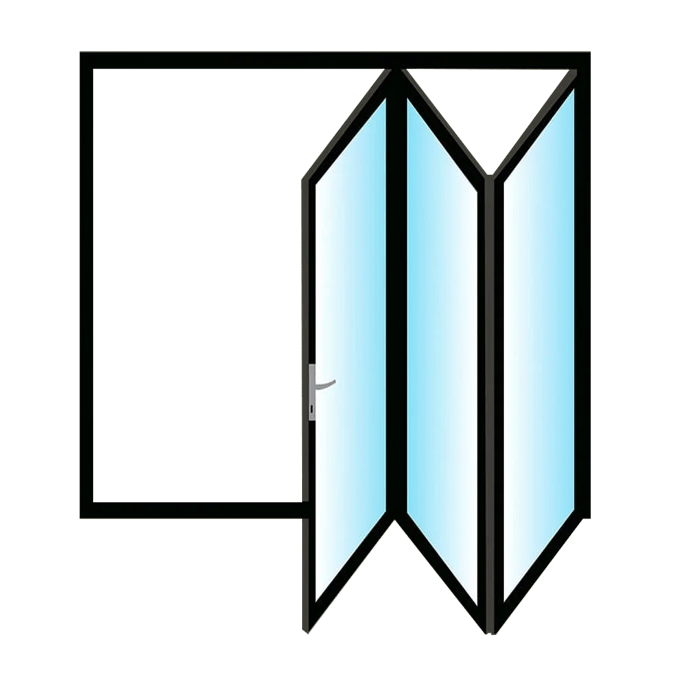 ALUMINIUM 3 PANEL FOLDING STACKING GLASS DOOR 1.8 x 2.1 m